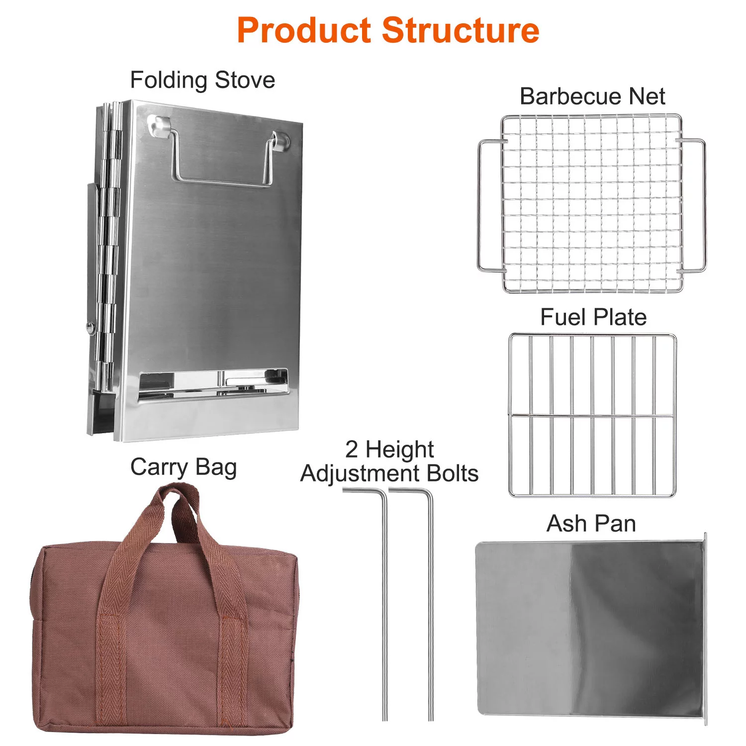 Folding Wood Burning Camp Stove, iMounTEK Small Portable Stainless Steel Backpacking Stove Outdoor Cooking Tents Heating Hiking Survival, Mini BBQ Stove with Carry Bag