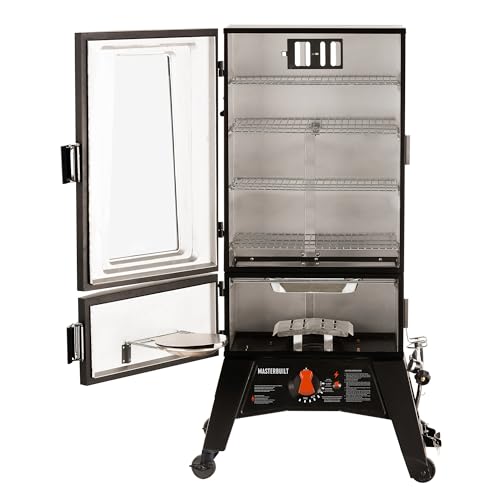 Masterbuilt? 40-inch ThermoTemp Propane Gas Vertical BBQ Smoker with Analog Temperature Control and 960 Cooking Square Inches in Black, Model MB20051316