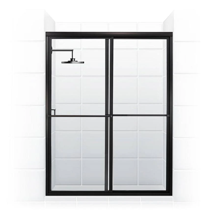 Coastal Shower Doors 1642.70-C Newport Series 42 inch x 70 inch Framed Sliding Shower DOOR, Black