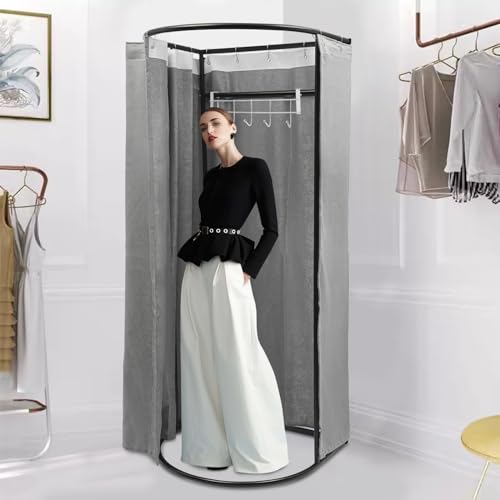 Fitting Room Clothing Store with Shading Curtain,Portable Dressing Room,85*80*200cm Temporary Mobile Privacy Protection Changing Room, Foldable Mall Simple Dressing Screen for Office Outdoor (Grey)