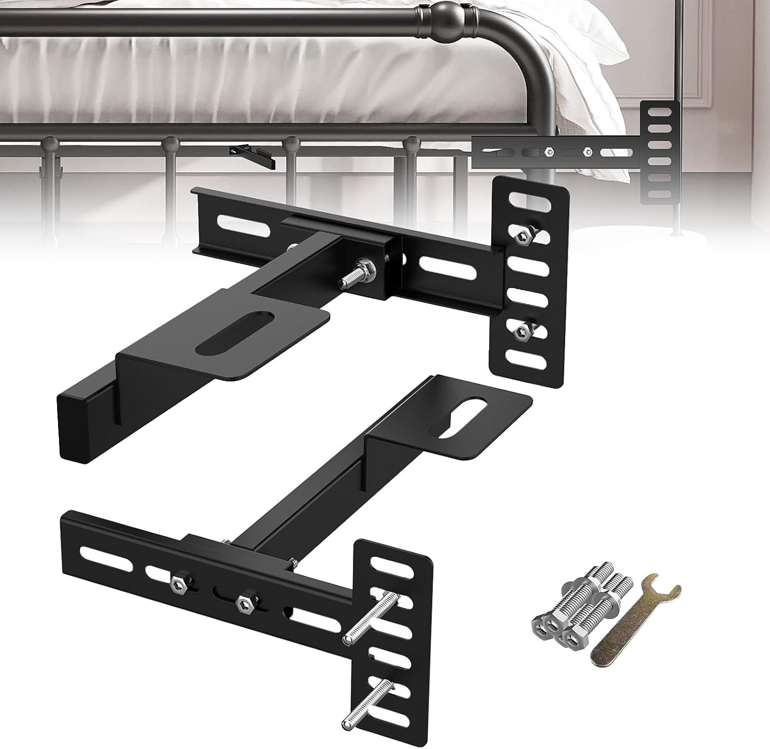 Headboard Kit for Adjustable Bed,Adjustable Bed Headboard and Footboard Brackets,Universal Headboard Brackets,Black Headboard Brackets for Twin/King/Queen/Full Size Bed Frame
