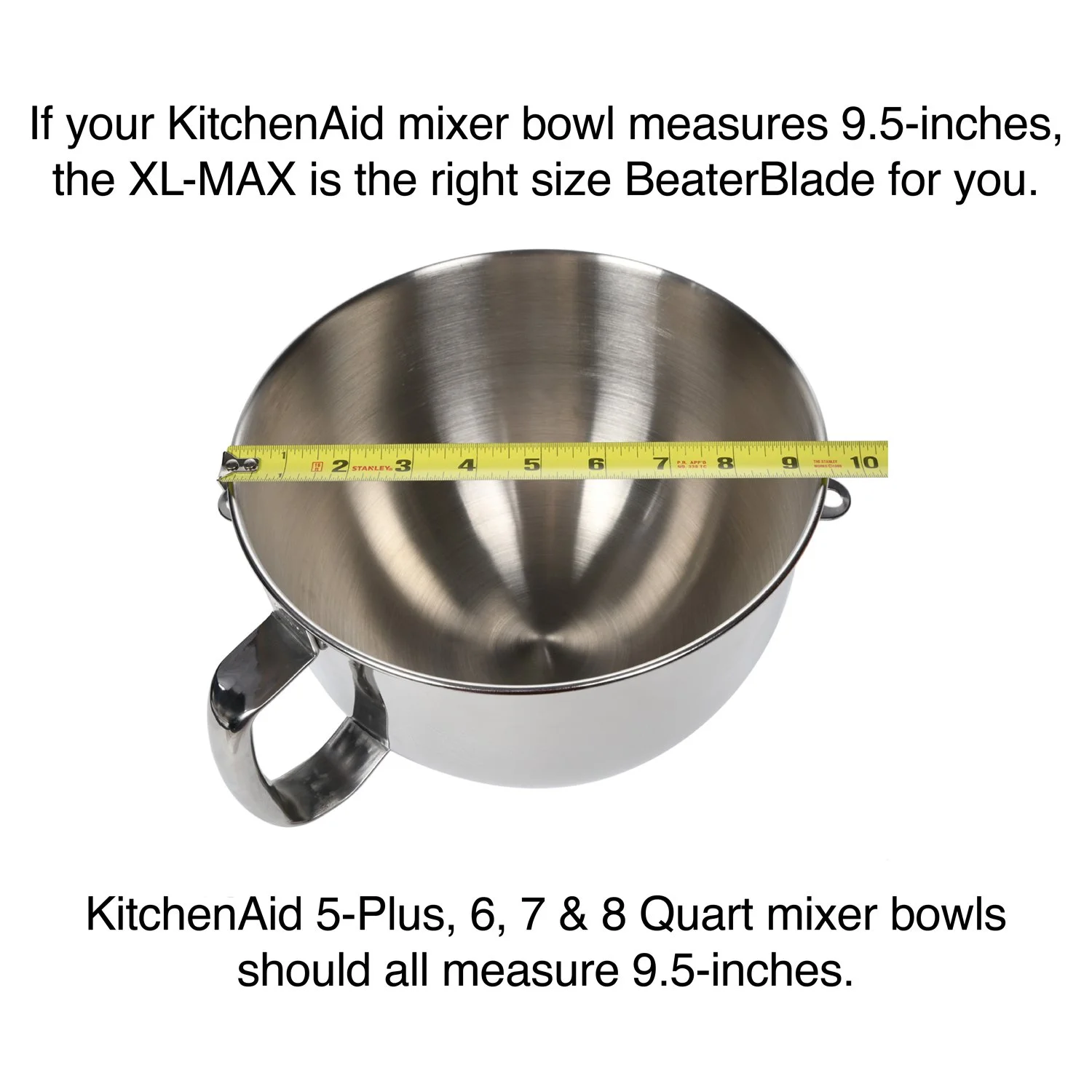 New Metro Design XL-MAX Metal Beater Blade, works with KitchenAid 5+, 6, 7, 8-Quart Stand Mixers, Red