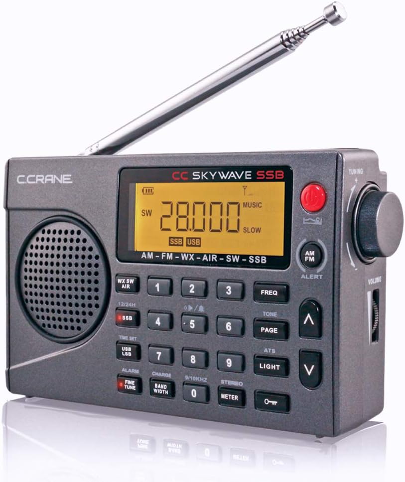 C. Crane CC Skywave SSB AM, FM, Shortwave, NOAA Weather + Alert, Scannable VHF Aviation Band and Single Side Bands Small Battery Operated Portable Travel Radio