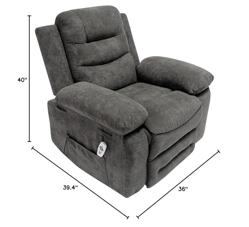 AC Pacific Hank Contemporary Power Recliner Adults, Lift Chair for Up to 661 Lbs Weight Capacity, Includes Quiet Rail System for Smooth Transitions and Versatile Comfort, Gray