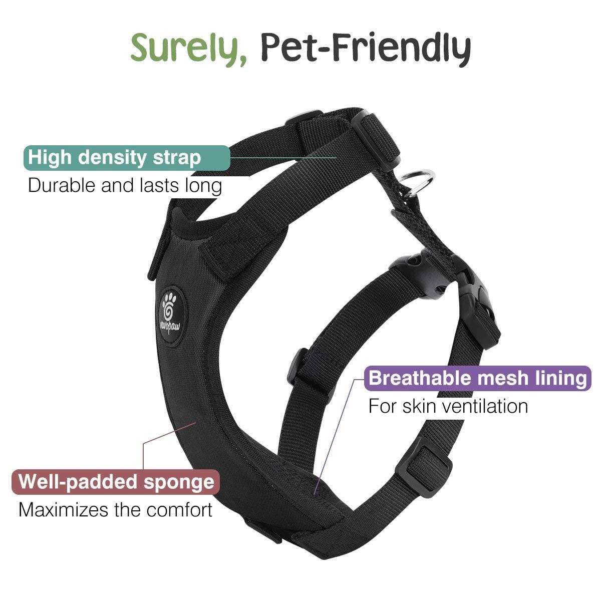 VavoPaw Dog Vehicle Safety Vest Harness, Adjustable Soft Padded Mesh Car Seat Belt Leash Harness with Travel Strap and Carabiner - Pet Supplies online store