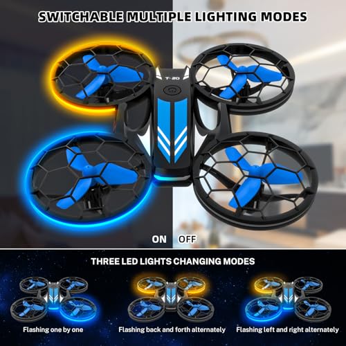 Mini Drones for Kids - RC Drone with Auto Hovering and Headless Mode, Quadcopter with LED Light, Propeller Full Protect, 3D Flips, 3 Batteries, Remote Control, Best Toys Gifts
