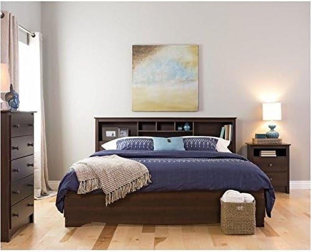 Transitional Wood King Bookcase Headboard In Espresso