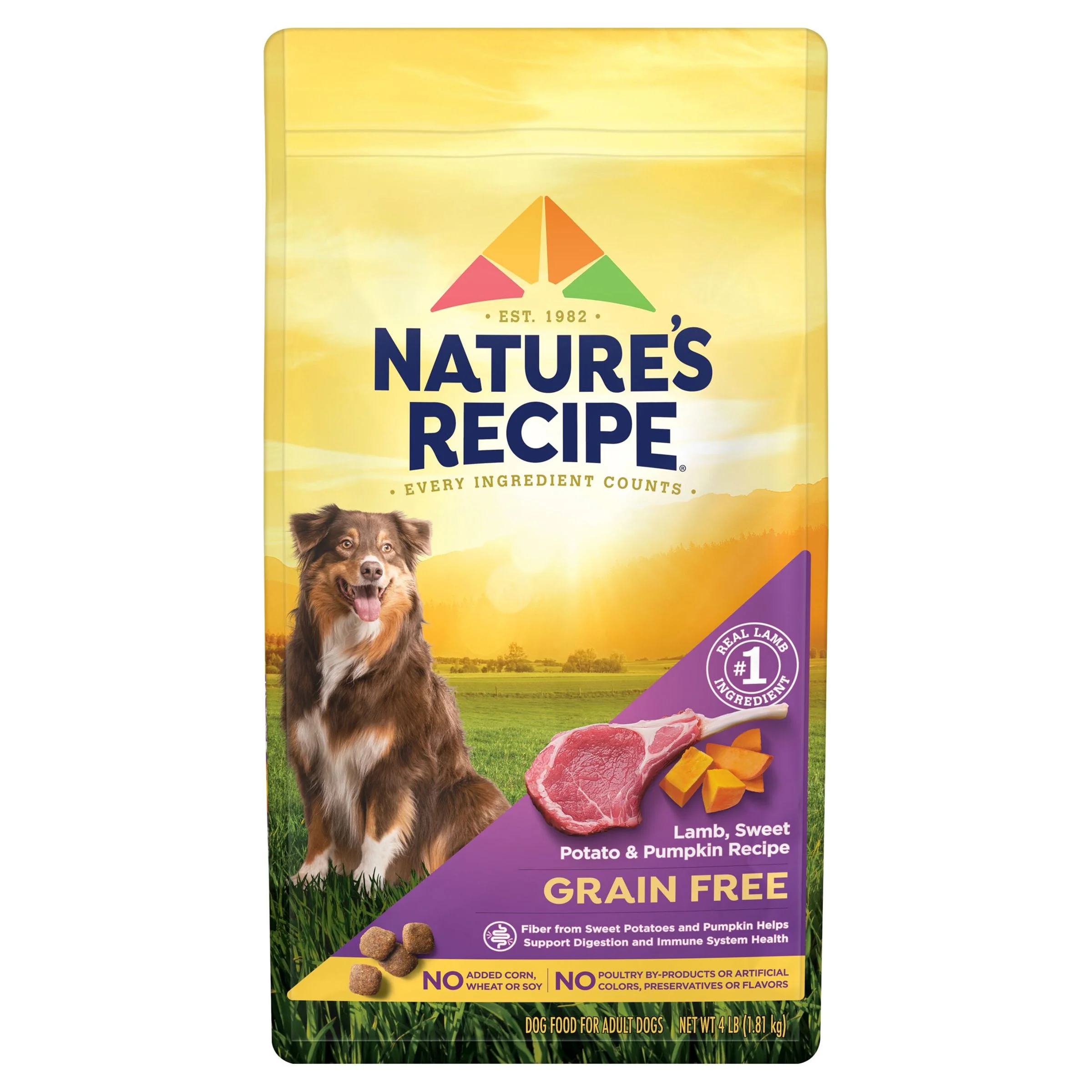 Nature′s Recipe Dry Dog Food, Grain Free Lamb, Sweet Potato & Pumpkin Recipe, 4 lb. Bag