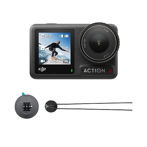 DJI Osmo Action 4 Standard Combo, 4K/120fps Waterproof Action Camera with a 1/1.3-Inch Sensor, Stunning Low-Light Imaging,10-bit & D-Log M Color Performance, Long-Lasting 160 Mins, Outdoor Camera