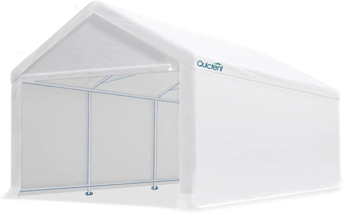 Quictent 13'X20' Carport Heavy Duty Car Canopy Garage Boat Shelter with Reinforced Ground Bars-Beige