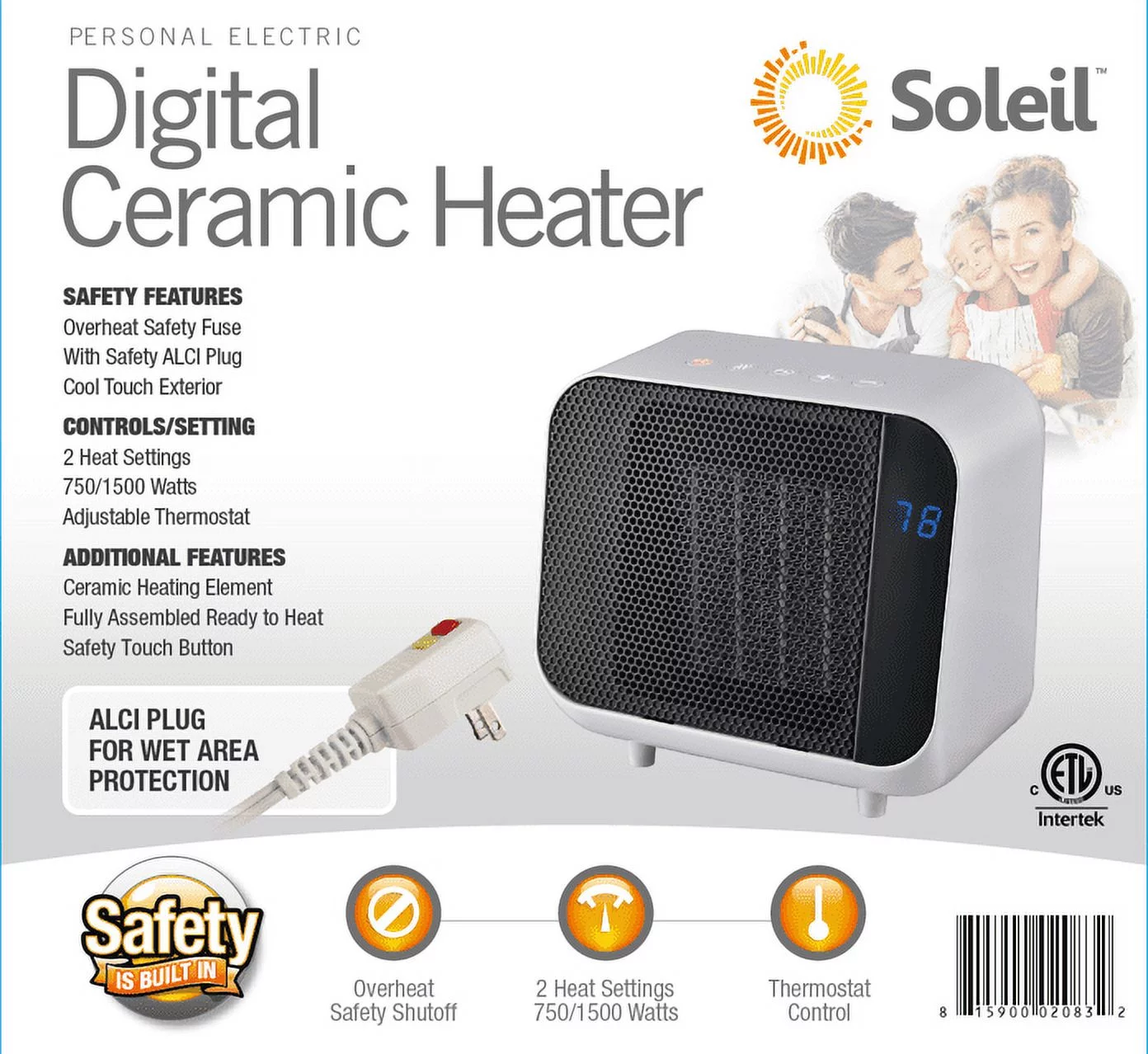 Soleil Electric Digital Ceramic Heater 1500W Indoor White