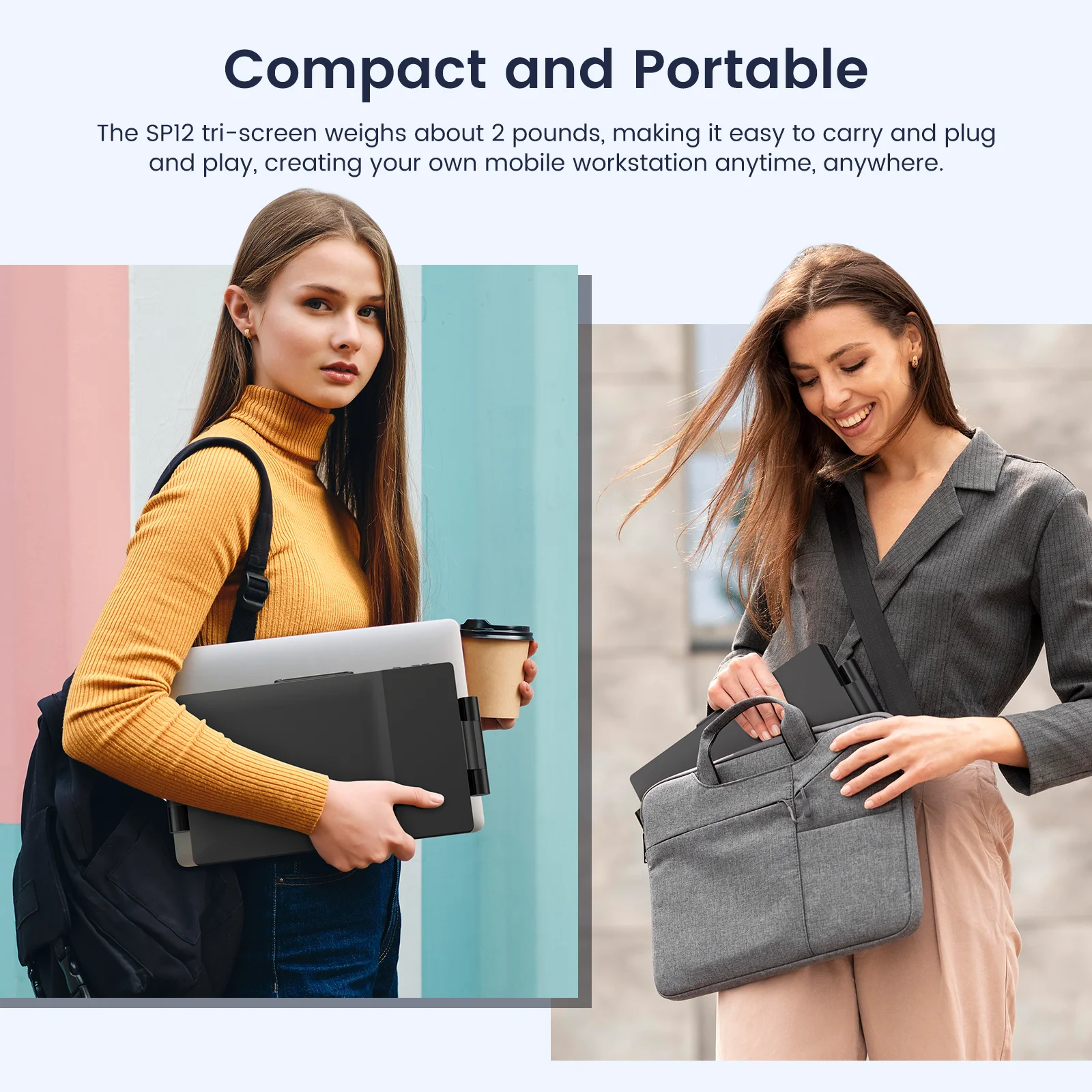 Limink Laptop Screen Extender Triple Extended Monitor for 13 to 16 inch Laptop Display Attachable Portable Travel Monitor Gaming Monitor 12inch Dual Screen 1080P Plug & Play No Need Driver