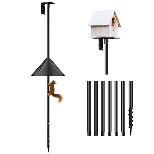 Flanagan 92 Inch Bird House Pole Mount Kit, Adjustable Heavy Duty Feeder Pole for Outdoors, Feeding Station With Squirrel Proof Baffle for Watching (House Not Included)