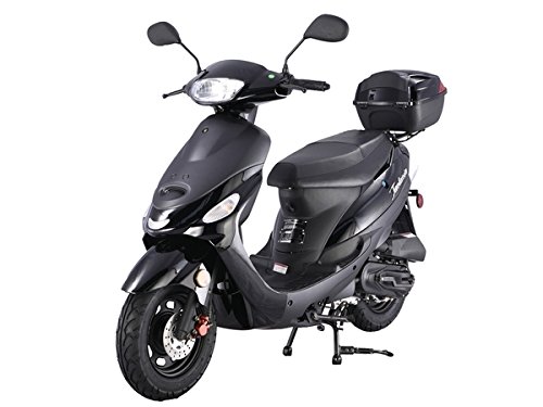HHH Upgraded 49cc/50cc Gas Street Legal Scooter Moped for Youth and Adults with Matching Trunk - Sporty Black