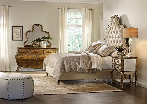 Hooker Furniture Bedroom Sanctuary Fabric Tufted King Bed in Bling and Natural