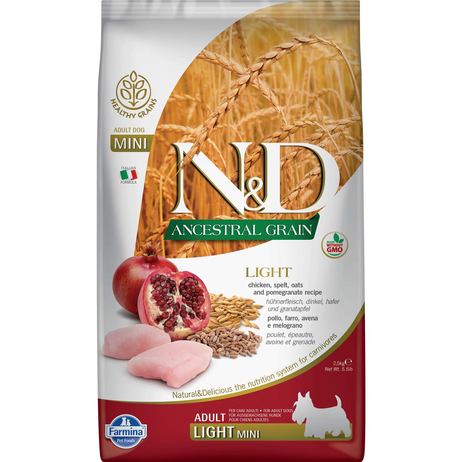 Farmina N&D Ancestral Grain Chicken & Pomegranate Light Mini Dry Dog Food - Pet Supplies online store