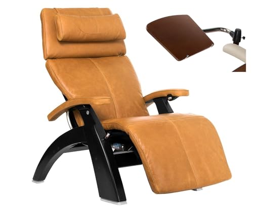 Human Touch Perfect Chair PC-610 Omni-Motion Classic Power Zero Gravity Recliner Performance Memory Foam Package Matte Black + Laptop Desk - Sycamore Premium Leather