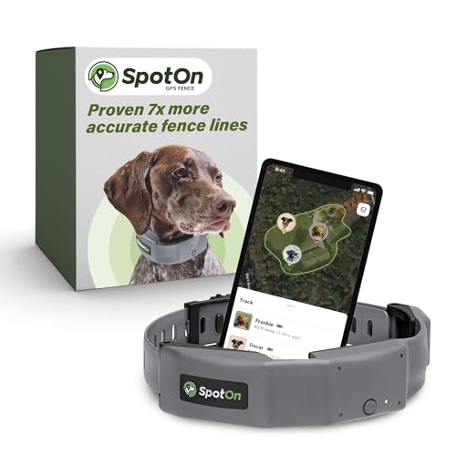 SpotOn Longer Battery Life, GPS Dog Fence, App Based Wireless Dog Fence Collar, Waterproof, Accurate & Reliable GPS Dog Fence System, Virtual Dog GPS Tracker for All Terrain Small/All Carriers