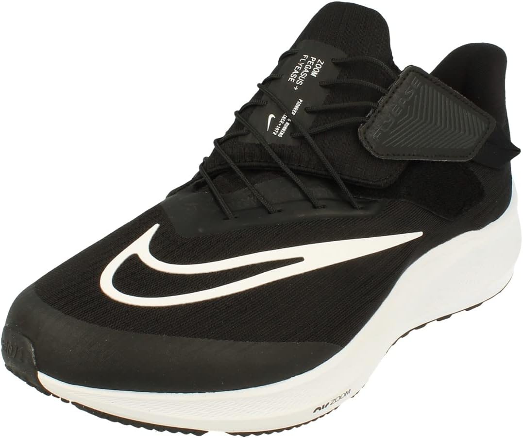 Nike Air Zoom Pegasus Flyease 4E Mens Running Trainers DJ7382 Sneakers Shoes (UK 11.5 US 12.5 EU 47, Black White Dark Smoke Grey 001)