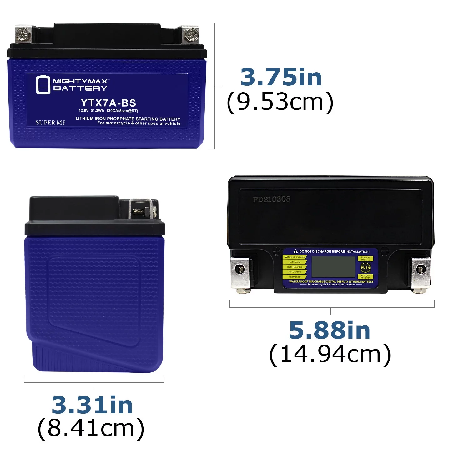 YTX7A-BS Lithium Replacement Battery Compatible with High Performace Scooter Exide 7A-BS - 6 Pack
