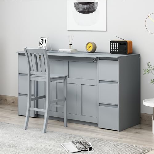 Merax Murphy Bed Full Size with Storage and High Stool, Floor Bed Frame with Drawers, Cabinets & USB Ports, for Guest Room, Home Office, White