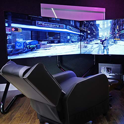 VITESSE Gaming Recliner Chair Racing Style Single Ergonomic Lounge Sofa Modern PU Leather Reclining Home Theater Seat for Living Gaming Room (Grey).
