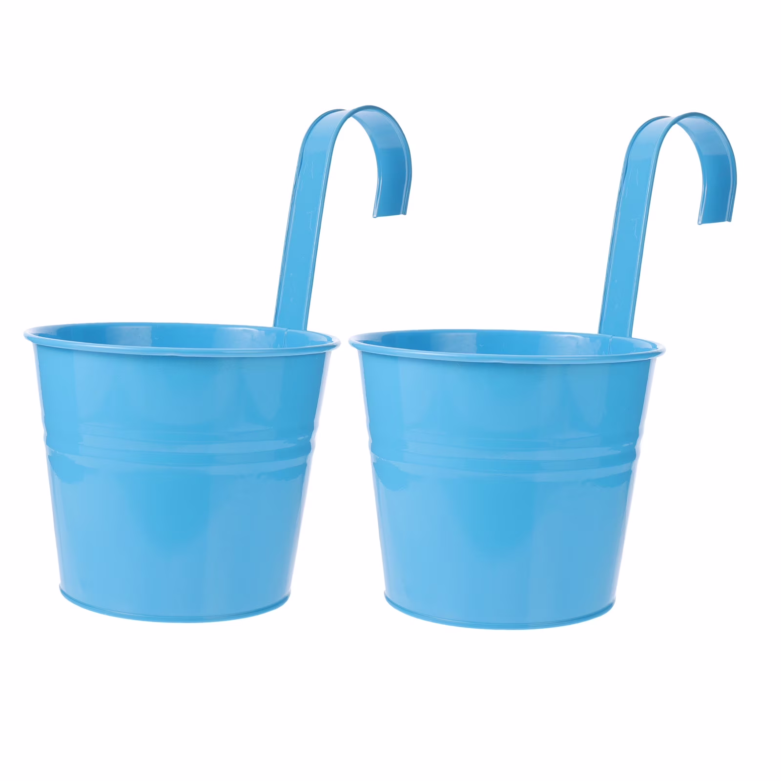 2 Pcs Vintage Hanging Flower Pots Plant Bucket Tinplate Planters