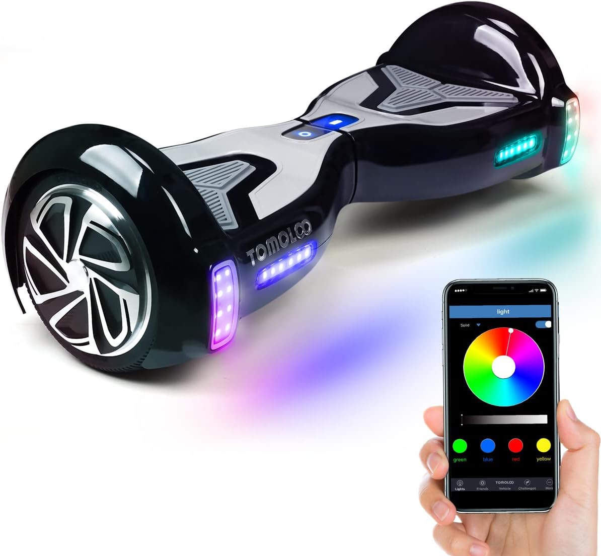 TOMOLOO Hoverboard with Bluetooth Speaker and LED Lights for Kids and Adults 6.5