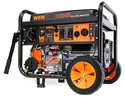 WEN 14,500-Watt 120V/240V Tri-Fuel Generator for Gas, Propane, and Natural Gas, Transfer-Switch Ready with Electric Start, Wheel Kit, and CO Watchdog (TF1450X)
