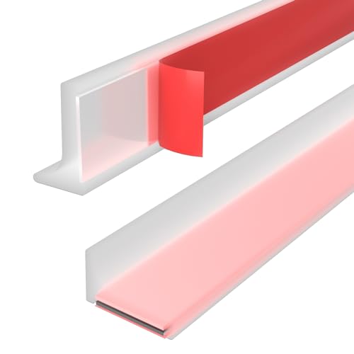 Hzetuu Shower Threshold Water Dam Collapsible Shower Water Guard Blocker Self-Adhesive Silicone Shower Water Dam Shower Splash Guard for Kitchen Countertop Sink, Cooktop, Bathroom Tub