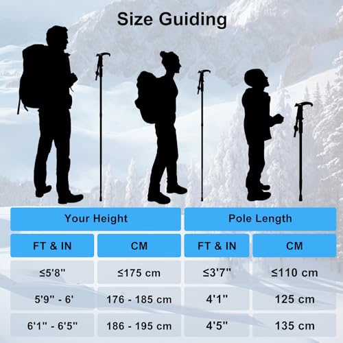 supregear Trekking Poles, 2 Pack Lightweight Aluminum Hiking Poles 3-Section Adjustable Telescopic Shockproof Walking Sticks with T-Handle for Kids Adults Seniors Men Women Camping Backpacking