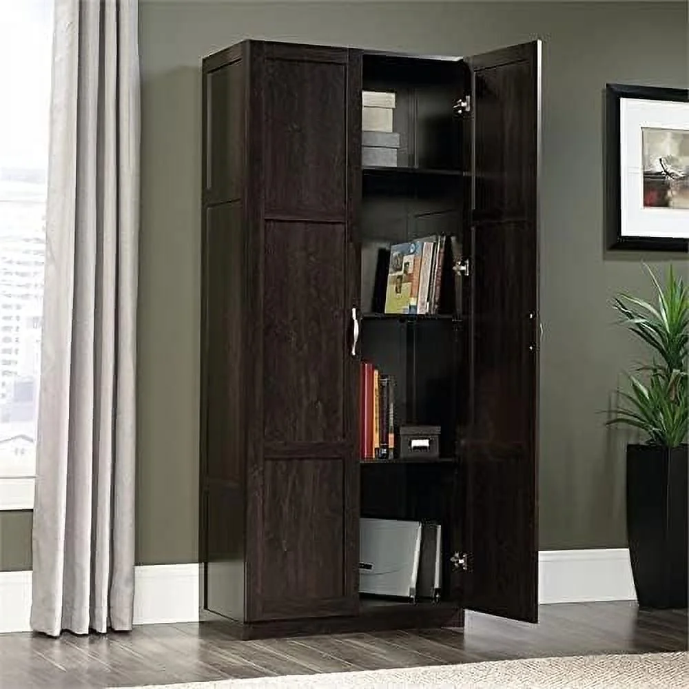 W Traditional Storage Cabinet, Pantry Cabinet, Linen Cabinet With Shelves In Cinnamon Cherry