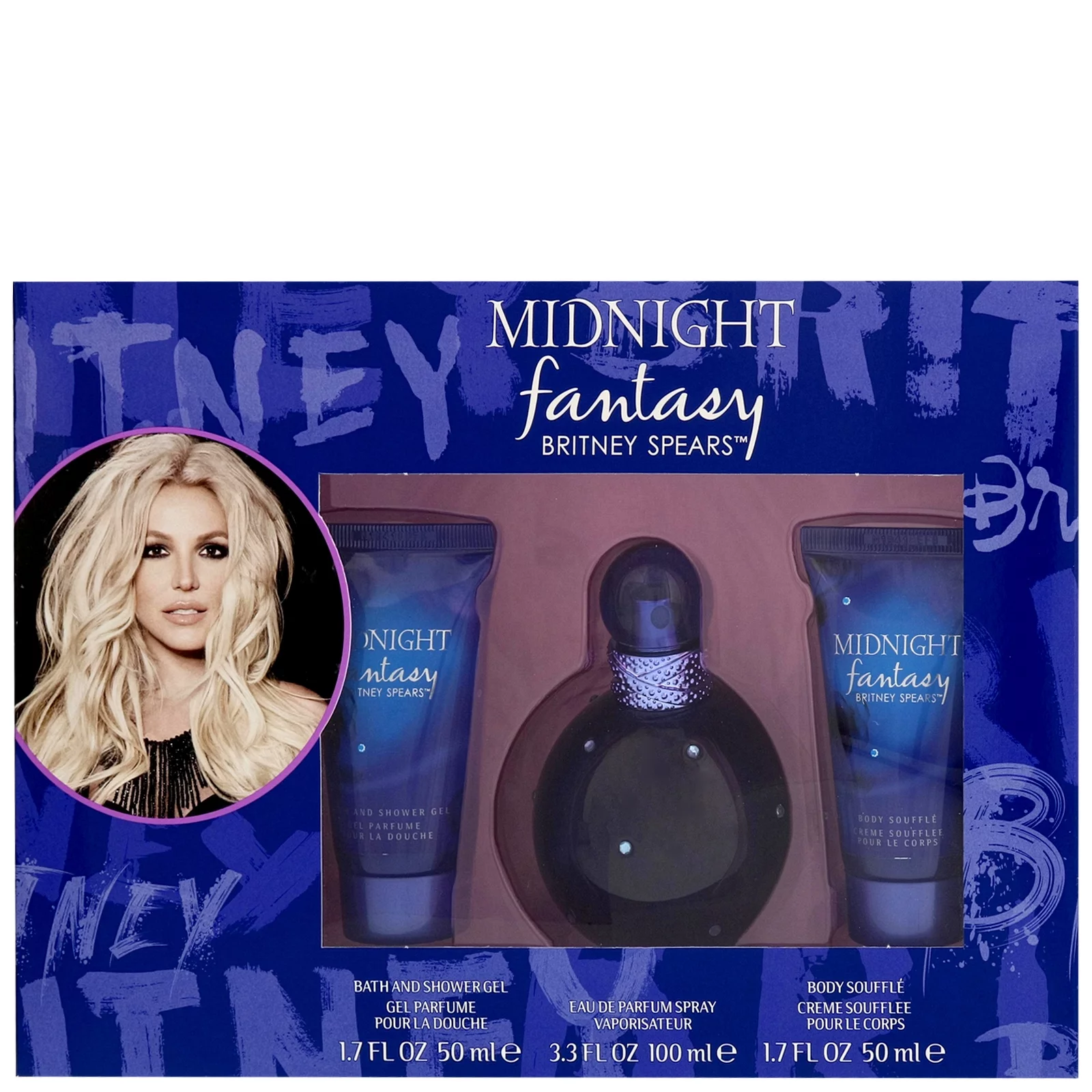 Britney Spears  Fantasy Midnight Eau De Parfum Spray & Body Shower Gel Set for Women - 3 Piece