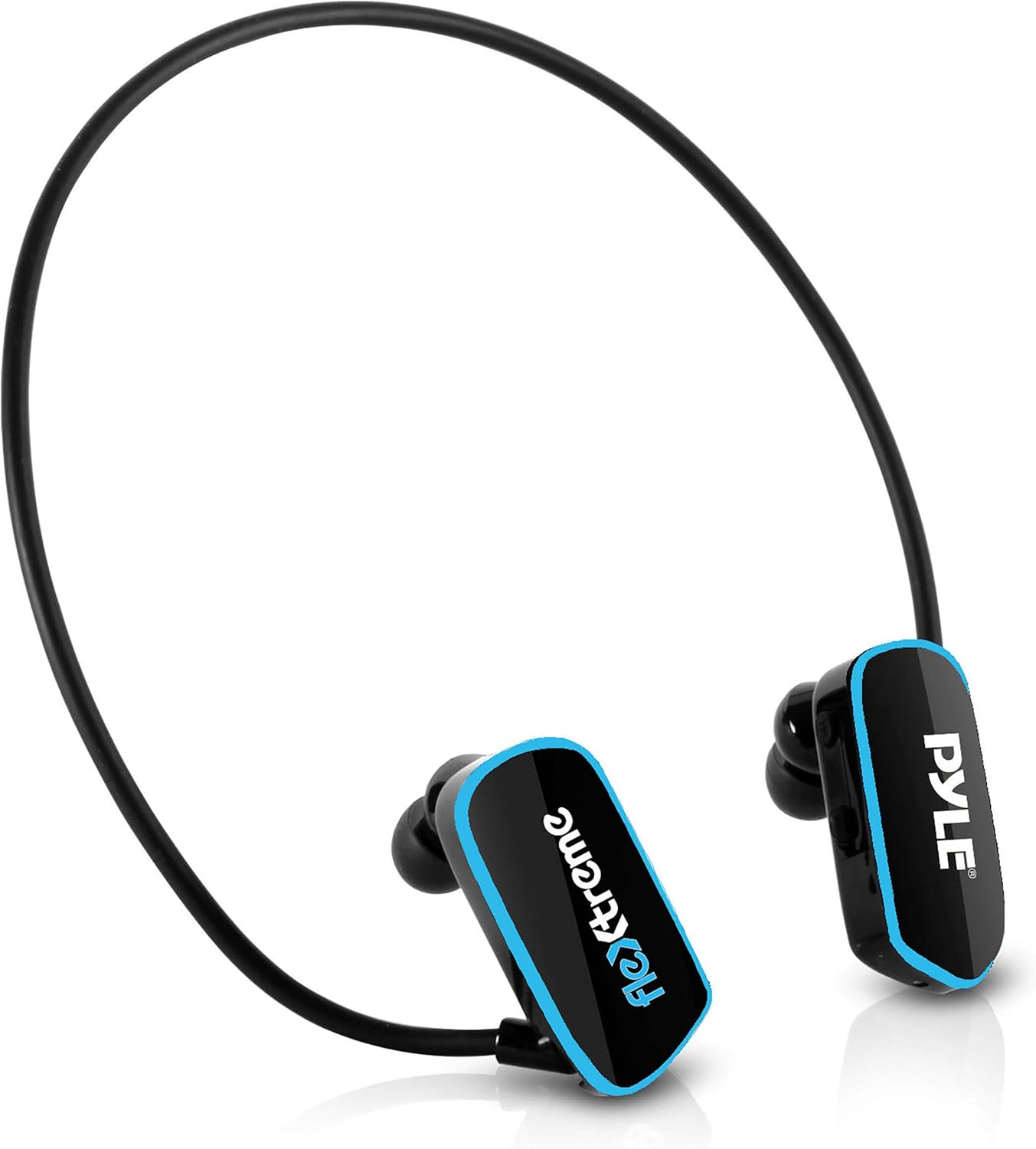 Pyle Upgraded Waterproof MP3 Player - V2 Flextreme Sports Wearable Headset Music Player 8GB Underwater Swimming Jogging Gym Earphones Rechargeable Flexible Headphones USB Connection9 -PSWP14BK Pack of 2