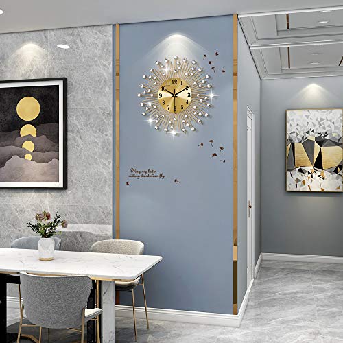 Large Wall Clocks for Living Room Decor Big Modern Silent Wall Clocks Non-Ticking for Bedroom Office Kitchen Home Decorative 24Inch Round Crystal Black Clock Wall Art Decor for Indoor House