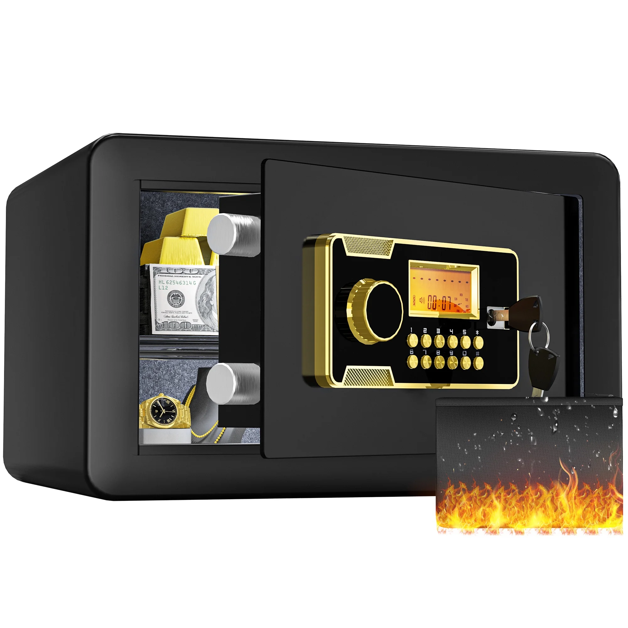 Dextrus Security Safe Box,1.5 CU.FT Safety Cabinet Money Safe with Digital Keypad for Documents and Valuables in Homes, Offices, and Hotels,16.93