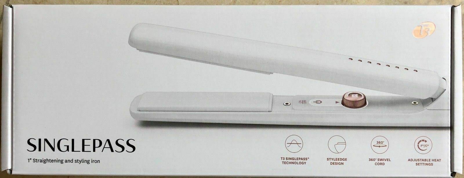 T3 SinglePass 1x22 Straightening and Styling Iron - White