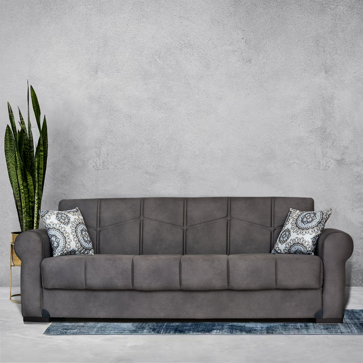Togo Gray Tufted Back Sofa Bed
