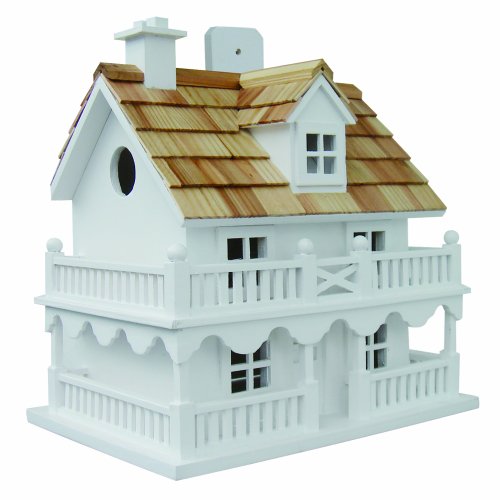 Home Bazaar Hand-made Novelty Cottage Bird House - Bird Friendly Home Decor , White