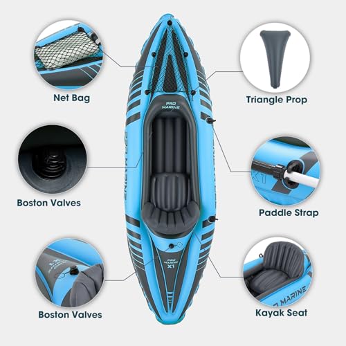 1 Person Inflatable Kayak Set Blow up Boat Adjustable Seats and Backrest, Air Pump and Carry Bag