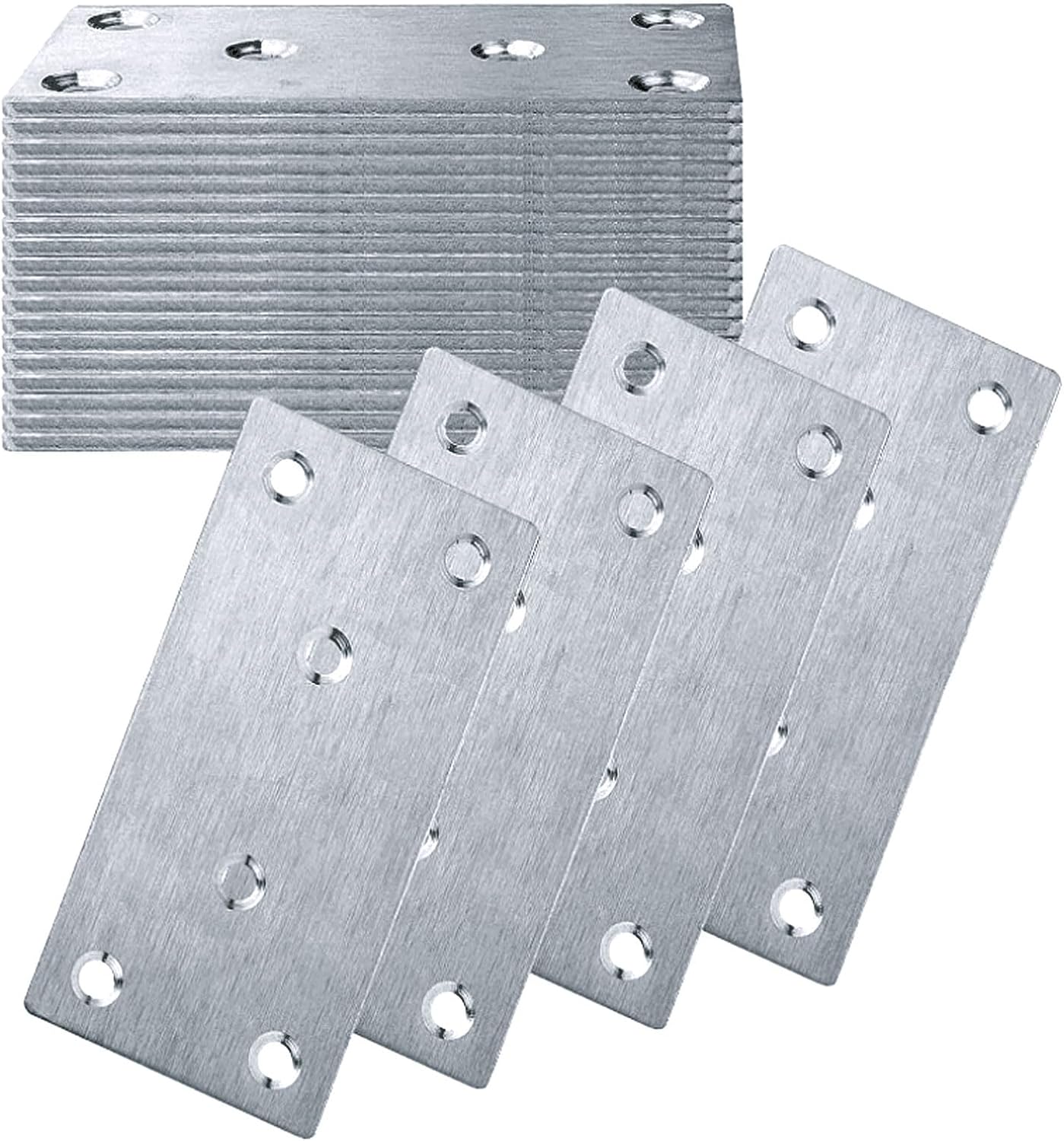 22Pcs Mending Plates for Wood, Stainless Steel Flat Mending Plate, 2x4 Inch Metal Brackets for Wood Metal Plate with Holes for Wood Furniture Shelves Cabinet