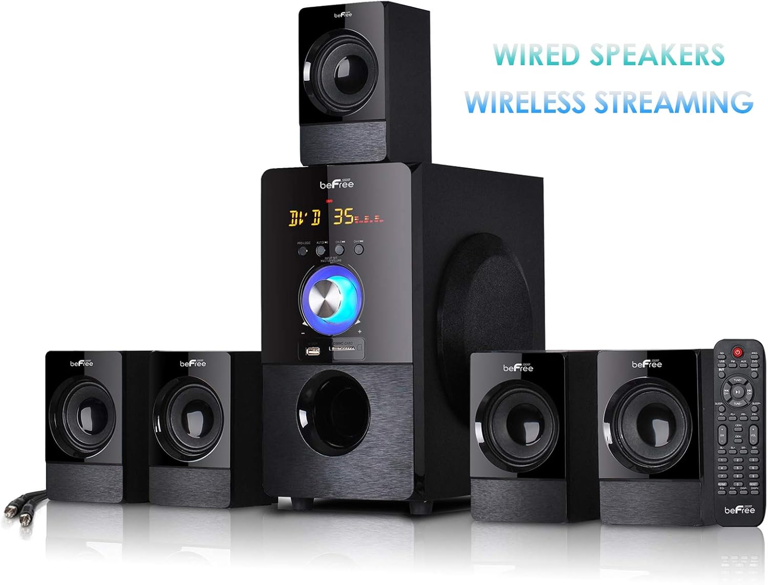 beFree Sound 5.1 Channel Bluetooth Surround Sound Speaker System in Black