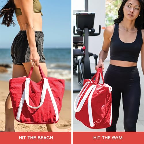 Beach Bags Waterproof Sandproof, Packable Beach Bag, Waterproof Beach bag, Beach Bag with Zipper, Beach Tote Bag