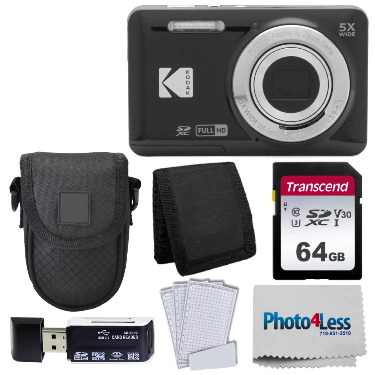Kodak PIXPRO FZ55 Digital Camera (Black) + Accessories - Radiant Selections