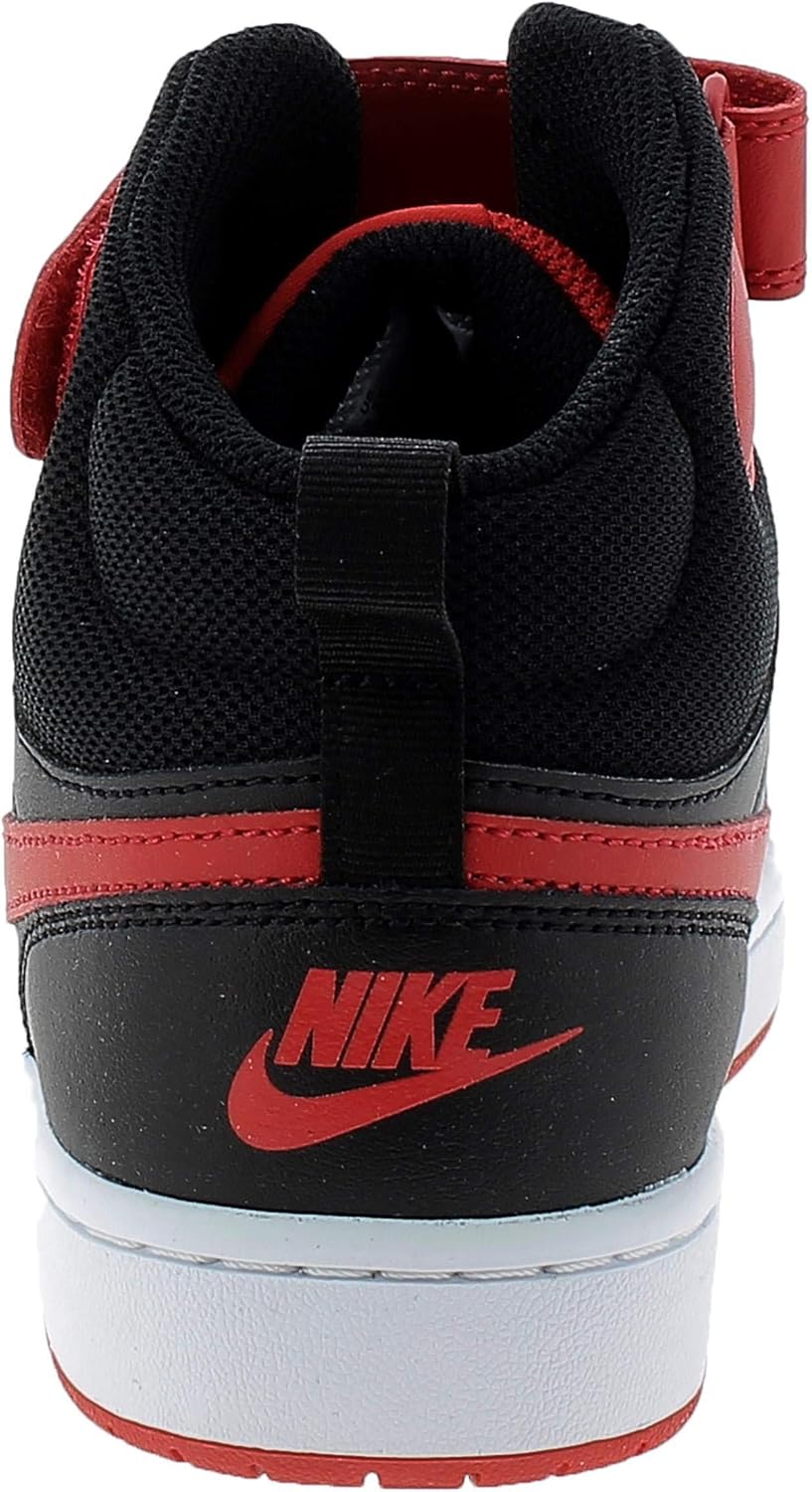 Nike Boy's Court Borough Mid 2 (Big Kid) Black/University Red/White 7 Big Kid M