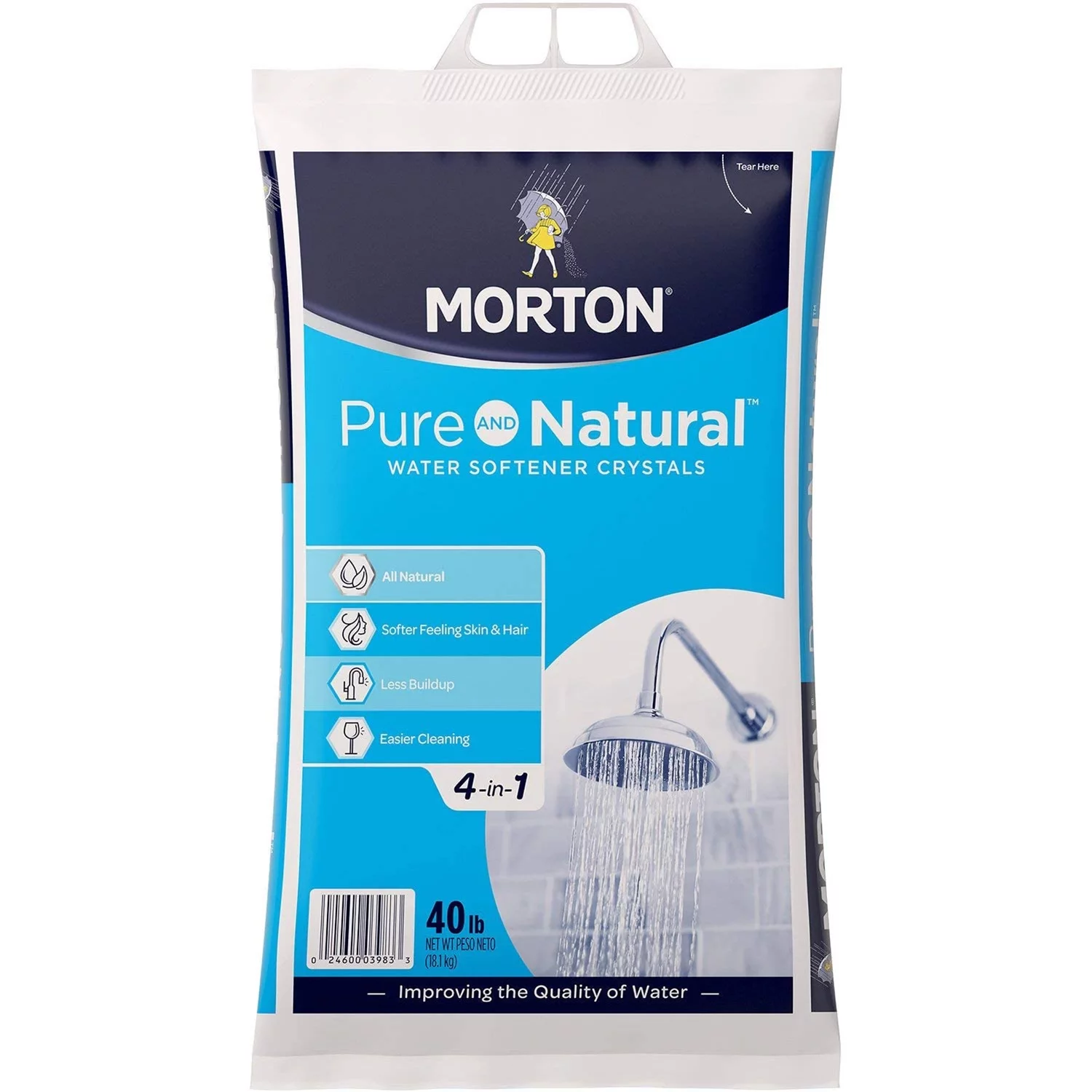Morton Salt Pure and Natural Water Softener Crystals, 40 Pounds (2 Pack)