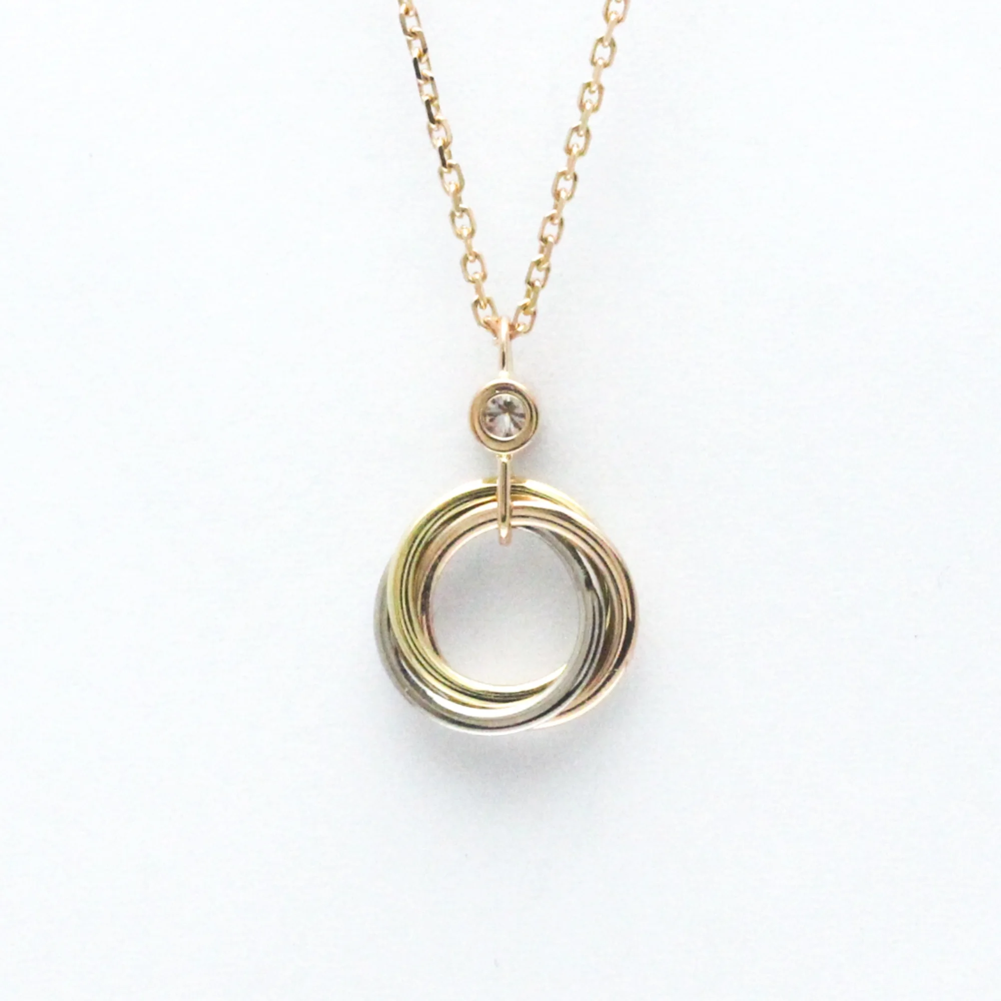 Pre-Owned Cartier Trinity De Cartier B7223500 Pink Gold (18K),White Gold (18K),Yellow Gold (18K) Diamond Men,Women Fashion Pendant Necklace Carat/0.04 (Gold) (Good)