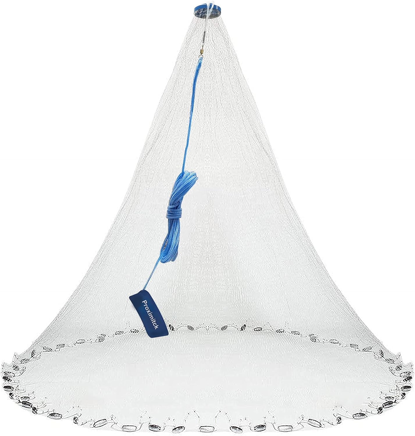 Proximitck American Saltwater Fishing Cast Nets, Premium Bait Trap Casting Net 4Ft 6Ft 8Ft 10Ft 12Ft Radius Size with Stainless Steel Round Weights, 3/8 in Mesh Size