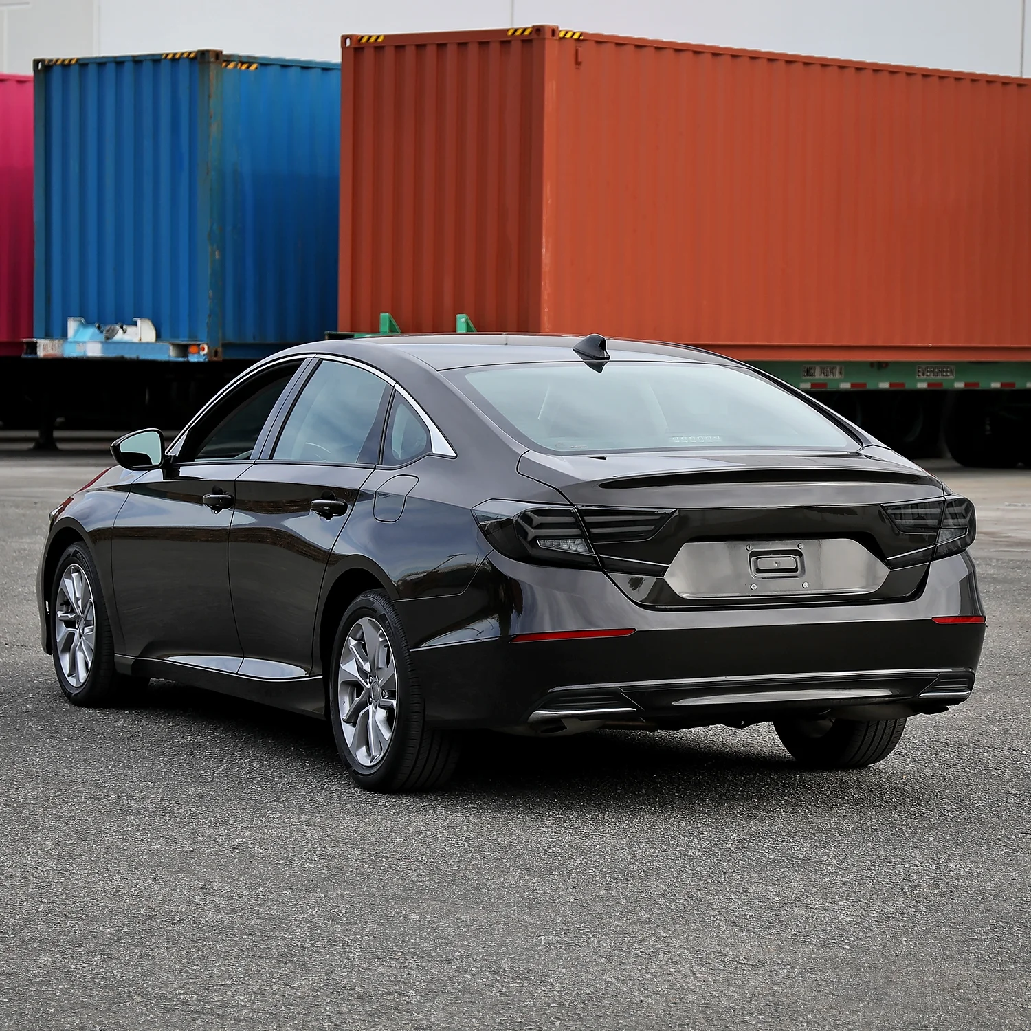 Spec D Tuning  Sedan LED Tail Lights with White Sequential Signal-Breathing Light Effect Glossy Black Housing & Smoked Lens for 2018-2022 Honda Accord