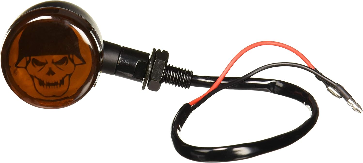 Krator 2pcs Skull Lens Black Motorcycle Turn Signals Bulb Indicators Blinkers Lights